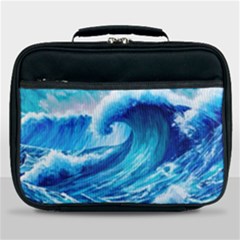 Tsunami Tidal Wave Ocean Waves Sea Nature Water Blue Painting Lunch Bag by Ravend