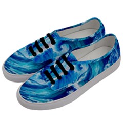 Tsunami Tidal Wave Ocean Waves Sea Nature Water Blue Painting Men s Classic Low Top Sneakers by Ravend