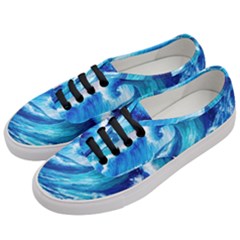 Tsunami Tidal Wave Ocean Waves Sea Nature Water Blue Painting Women s Classic Low Top Sneakers by Ravend