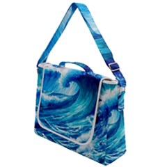 Tsunami Tidal Wave Ocean Waves Sea Nature Water Blue Painting Box Up Messenger Bag by Ravend