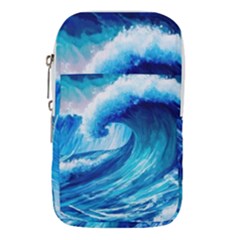 Tsunami Tidal Wave Ocean Waves Sea Nature Water Blue Painting Waist Pouch (large) by Ravend