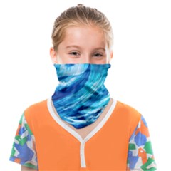 Tsunami Tidal Wave Ocean Waves Sea Nature Water Blue Painting Face Covering Bandana (kids) by Ravend