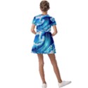 Tsunami Tidal Wave Ocean Waves Sea Nature Water Blue Painting Kids  Short Sleeve Pinafore Style Dress View2