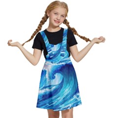 Tsunami Tidal Wave Ocean Waves Sea Nature Water Blue Painting Kids  Apron Dress by Ravend