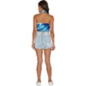 Tsunami Tidal Wave Ocean Waves Sea Nature Water Blue Painting Backless Halter Cami Shirt View4