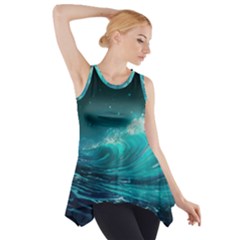 Tsunami Waves Ocean Sea Nautical Nature Water Side Drop Tank Tunic