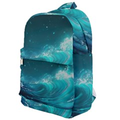 Tsunami Waves Ocean Sea Nautical Nature Water Classic Backpack by Ravend