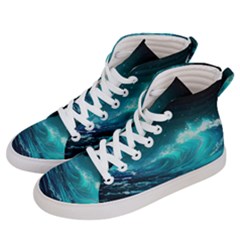 Tsunami Waves Ocean Sea Nautical Nature Water Men s Hi-top Skate Sneakers by Ravend