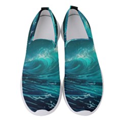 Tsunami Waves Ocean Sea Nautical Nature Water Women s Slip On Sneakers by Ravend