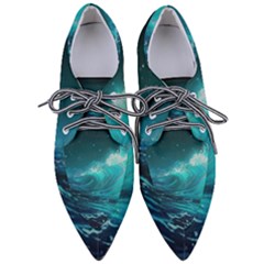 Tsunami Waves Ocean Sea Nautical Nature Water Pointed Oxford Shoes by Ravend