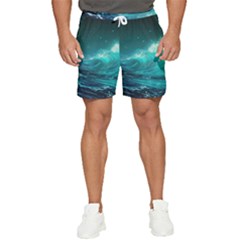 Tsunami Waves Ocean Sea Nautical Nature Water Men s Runner Shorts by Ravend