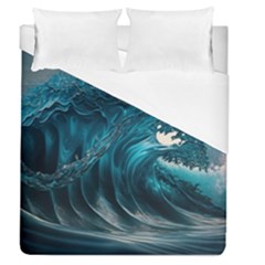 Tsunami Waves Ocean Sea Water Rough Seas 3 Duvet Cover (queen Size) by Ravend