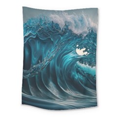 Tsunami Waves Ocean Sea Water Rough Seas 3 Medium Tapestry by Ravend