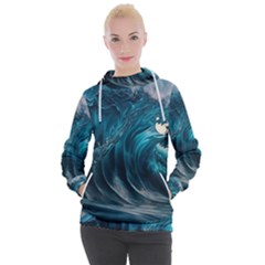 Tsunami Waves Ocean Sea Water Rough Seas 3 Women s Hooded Pullover by Ravend