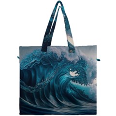 Tsunami Waves Ocean Sea Water Rough Seas 3 Canvas Travel Bag by Ravend