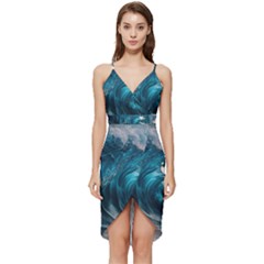 Tsunami Waves Ocean Sea Water Rough Seas 3 Wrap Frill Dress by Ravend