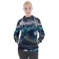 Tsunami Waves Ocean Sea Water Rough Seas 7 Women s Hooded Pullover by Ravend