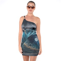 Tsunami Waves Ocean Sea Water Rough Seas 7 One Soulder Bodycon Dress by Ravend