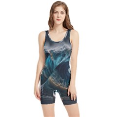 Tsunami Waves Ocean Sea Water Rough Seas 7 Women s Wrestling Singlet by Ravend