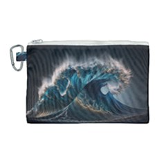 Tsunami Waves Ocean Sea Water Rough Seas 7 Canvas Cosmetic Bag (large) by Ravend