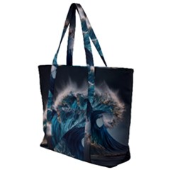 Tsunami Waves Ocean Sea Water Rough Seas 7 Zip Up Canvas Bag by Ravend