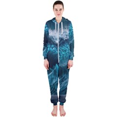 Tsunami Waves Ocean Sea Water Rough Seas 6 Hooded Jumpsuit (ladies) by Ravend