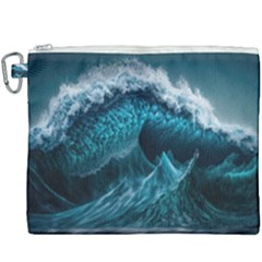 Tsunami Waves Ocean Sea Water Rough Seas 6 Canvas Cosmetic Bag (xxxl) by Ravend