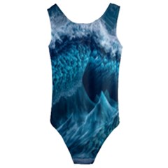 Tsunami Waves Ocean Sea Water Rough Seas 6 Kids  Cut-out Back One Piece Swimsuit by Ravend