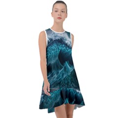 Tsunami Waves Ocean Sea Water Rough Seas 6 Frill Swing Dress by Ravend