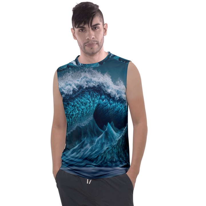 Tsunami Waves Ocean Sea Water Rough Seas 6 Men s Regular Tank Top