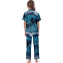 Tsunami Waves Ocean Sea Water Rough Seas 6 Kids  Satin Short Sleeve Pajamas Set View2