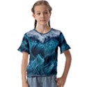 Tsunami Waves Ocean Sea Water Rough Seas 6 Kids  Cuff Sleeve Scrunch Bottom Tee View1