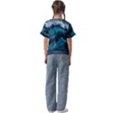 Tsunami Waves Ocean Sea Water Rough Seas 6 Kids  Cuff Sleeve Scrunch Bottom Tee View2