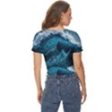 Tsunami Waves Ocean Sea Water Rough Seas 6 Twist Front Crop Top View4