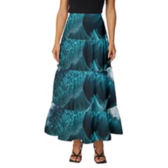 Tsunami Waves Ocean Sea Water Rough Seas 6 Tiered Ruffle Maxi Skirt by Ravend