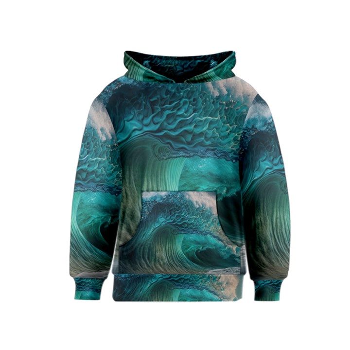 Tsunami Waves Ocean Sea Water Rough Seas 2 Kids  Pullover Hoodie