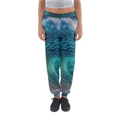 Tsunami Waves Ocean Sea Water Rough Seas 2 Women s Jogger Sweatpants by Ravend