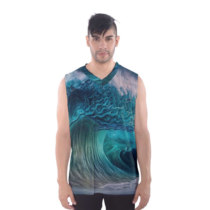 Tsunami Waves Ocean Sea Water Rough Seas 2 Men s Basketball Tank Top