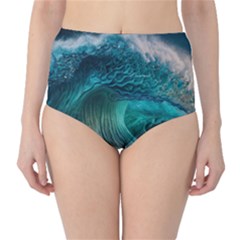 Tsunami Waves Ocean Sea Water Rough Seas 2 Classic High-waist Bikini Bottoms by Ravend