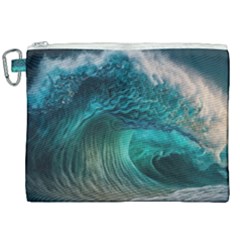 Tsunami Waves Ocean Sea Water Rough Seas 2 Canvas Cosmetic Bag (xxl) by Ravend