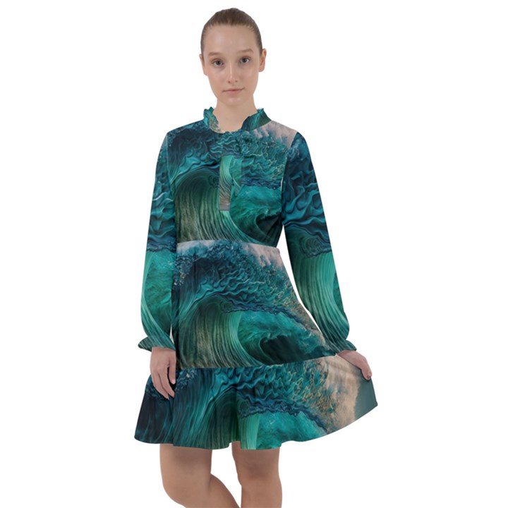 Tsunami Waves Ocean Sea Water Rough Seas 2 All Frills Chiffon Dress