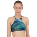 Tsunami Waves Ocean Sea Water Rough Seas 2 Racer Front Bikini Top View1