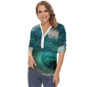 Tsunami Waves Ocean Sea Water Rough Seas 2 Zip Up Long Sleeve Blouse View2