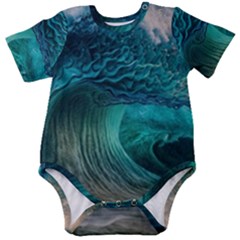 Tsunami Waves Ocean Sea Water Rough Seas 2 Baby Short Sleeve Bodysuit by Ravend