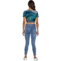 Tsunami Waves Ocean Sea Water Rough Seas 2 Short Sleeve Square Neckline Crop Top  View4