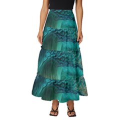 Tsunami Waves Ocean Sea Water Rough Seas 2 Tiered Ruffle Maxi Skirt by Ravend