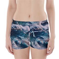 Tsunami Waves Ocean Sea Water Rough Seas 5 Boyleg Bikini Wrap Bottoms by Ravend