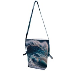 Tsunami Waves Ocean Sea Water Rough Seas 5 Folding Shoulder Bag by Ravend