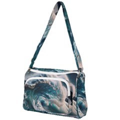 Tsunami Waves Ocean Sea Water Rough Seas 5 Front Pocket Crossbody Bag by Ravend