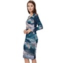 Tsunami Waves Ocean Sea Water Rough Seas 5 Long Sleeve V-Neck Bodycon Dress  View2